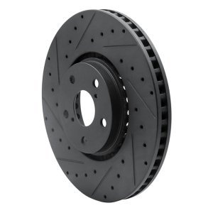 Lexus GS350 Brake Rotor (1) - Front Left - R1 Concepts - Drilled & Slotted - Black - `07-`11